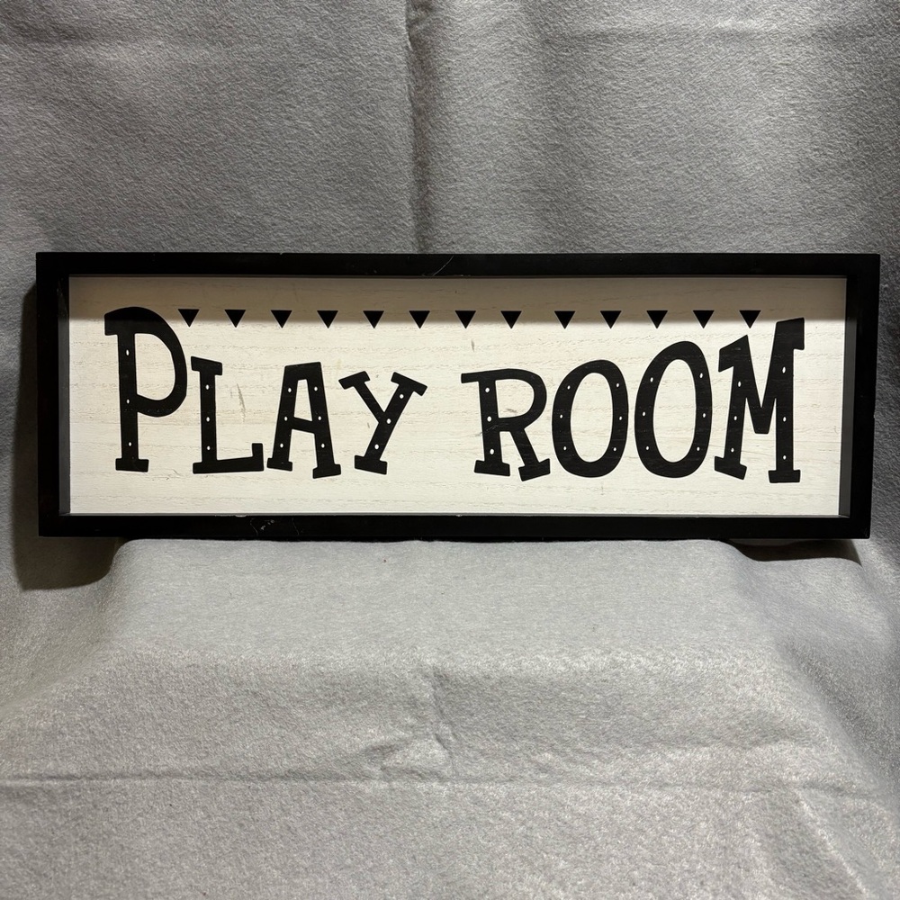 HOBBY LOBBY Black and White Play Room Sign 8”x23”